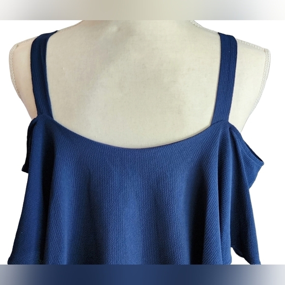 Signature Robbie Bee Cold Shoulder Midi Dress Women's 6 Navy Blue - Picture 8 of 13